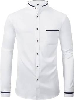 JACKETOWN Hemd Herren Business Herren Hemd Freizeit HerrenHemden Langarm Brusttasche Knopfleiste Hemden Übergrößen, (Weiß2-3XL) von JACKETOWN