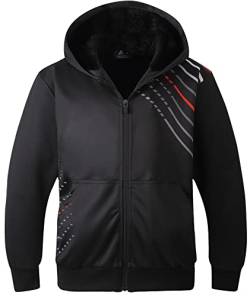 JACKETOWN Hoodie Jungen Fleecejacke Kinder Bedrucktes Sweatshirt mit Zipper Warme Kapuzenpullover für Jungen Langarm Kapuzenjacke mit Kapuze Sweaterjacke(Schwarz-L) von JACKETOWN