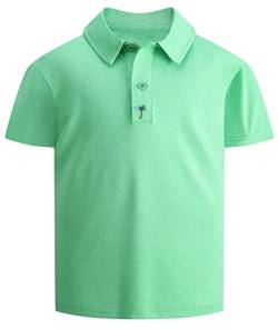 JACKETOWN Jungen Poloshirts Kurzarm Kinder Polohemd Regular Fit Outdoor Sommer T-Shirt Atmungsaktiv mit Gummizug Jungen Sportswear(Fruchtgrün-2XL) von JACKETOWN