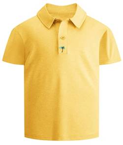 JACKETOWN Jungen Poloshirts Kurzarm Kinder Polohemd Regular Fit Outdoor Sommer T-Shirt Atmungsaktiv mit Gummizug Jungen Sportswear(Gelb1-L) von JACKETOWN