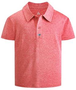 JACKETOWN Jungen Poloshirts Kurzarm Kinder Polohemd Regular Fit Outdoor Sommer T-Shirt Atmungsaktiv mit Gummizug Jungen Sportswear(Orange1-L) von JACKETOWN