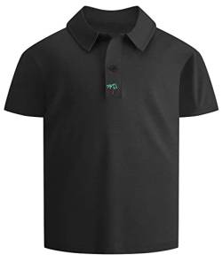 JACKETOWN Jungen Poloshirts Kurzarm Kinder Polohemd Regular Fit Outdoor Sommer T-Shirt Atmungsaktiv mit Gummizug Jungen Sportswear(Schwarz1-M) von JACKETOWN