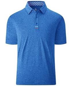 JACKETOWN Polo Shirt Herren Tennis Sport Einfarbig Stickerei Streifen Polohemden Männer Sommer Sportlich Outdoor Blau 3XL von JACKETOWN