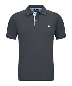 JACKETOWN Polo Shirts Herren Kurzarm Golf Poloshirts Schnelltrocknend Freizeit Sport Polo Hemd Männer Outdoor Atmungsaktives T-Shirts Sommer(1637-Dunkel Grau-2XL) von JACKETOWN