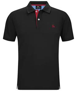 JACKETOWN Polo Shirts Herren Kurzarm Golf Poloshirts Schnelltrocknend Freizeit Sport Polo Hemd Männer Outdoor Mit Brillenhalter Knopfleiste Atmungsaktives T-Shirts(1637-Schwarz-3XL) von JACKETOWN