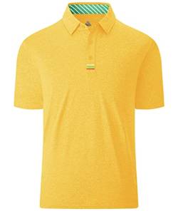 JACKETOWN Polo T-Shirt Herren Schnelltrocknend Poloshirt Casual Herren Einfarbig Bügelfrei Poloshirts-Activewear Herren Gelb XL von JACKETOWN