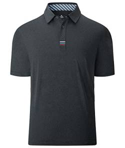 JACKETOWN Polohemd Herren Kurzarm V-Ausschnitt Slim Fit Golf Poloshirts Männer Fitness Sommer Basic T-Shirt Sport Sommer Dunkelgrau XL von JACKETOWN