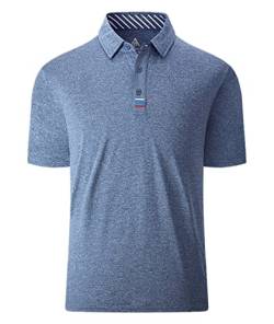 JACKETOWN Poloshirt Herren Kurzarm Einfarbig Polo Männer Knopfleiste Stickerei Streifen T-Shirt Herren Atmungsaktive Polohemd Regular Fit Golf Poloshirts Activewear Blau-grau M von JACKETOWN