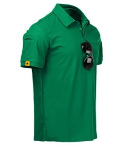 JACKETOWN Poloshirt Herren Kurzarm Regular Fit Polo Hemd Männer Sport Schnelltrocknend Atmungsaktiv Poloshirts Sommer Outdoor Golf T-Shirt Einfarbig(Gras Grün-2XL) von JACKETOWN