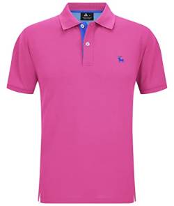 JACKETOWN Poloshirt Herren Kurzarm Regular T-Shirts Männer Schnelltrocknend Casual Sport Shirt Outdoor Tshirts Mit Brillenhalter Knopfleiste Atmungsaktives Poloshirts(1637-Rose-XL) von JACKETOWN