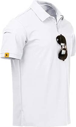 JACKETOWN Poloshirt Herren Kurzarm Schnelltrocknend Atmungsaktives Sommer Poloshirts Knopfleiste T-Shirts Männer Casual Sport Shirt Basic Slim Fit Golf Polo Hemd(Weiß-L) von JACKETOWN