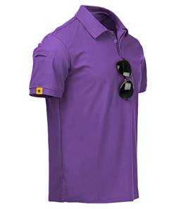 JACKETOWN Poloshirt Herren Kurzarm T-Shirt Polohemd Schnelltrocknend Casual Sports Shirt Outdoor Atmungsaktives Poloshirts Männer Summer Golf(Violett-XL) von JACKETOWN