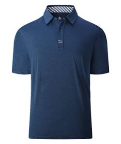 JACKETOWN Poloshirt Herren Tennis Einfarbig Golf Poloshirts Herren Knopfleiste T-Shirt Herren Atmungsaktive Polohemd Sportlich Männer Activewear Polo Schnelltrocknend Sommer Dunkelblau 3XL von JACKETOWN