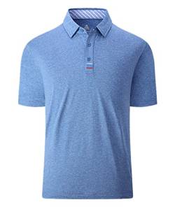 JACKETOWN Poloshirt Herren Tennis Einfarbig Golf Poloshirts Herren Knopfleiste T-Shirt Herren Atmungsaktive Polohemd Sportlich Männer Activewear Polo Schnelltrocknend Sommer Himmelblau M von JACKETOWN