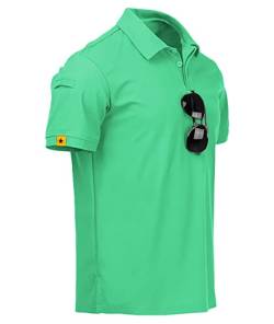 JACKETOWN Poloshirts Herren Kurzarm Golf Poloshirt Schnelltrocknend Casual Sports Shirt Outdoor Atmungsaktives Hemd Männer Regular Fit T-Shirts Summer(Lebendiges Grün-L) von JACKETOWN