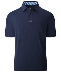 JACKETOWN Poloshirts Herren Sommer Polohemd Atmungsaktive Kurzarm Stickerei Polo Männer Sportlich T-Shirts Schnelltrocknend Herren Kurzarm Marineblau L von JACKETOWN