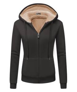 JACKETOWN Sweatjacke Damen Fleecejacke Kapuzenjacke Hoodie Fleece Gefüttert Winterjacke mit Reißverschluss y Kapuze Fleecepullover Kapuzenpullover, (Grau-S) von JACKETOWN