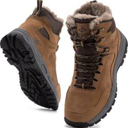 JACKSHIBO Winterschuhe Herren Winterstiefel Damen Warme Gefüttert Stiefel Herren Damen Trekking Wanderschuhe Wasserdicht Rutschfest Schneestiefel Outdoor Winterboots Braun 38EU von JACKSHIBO