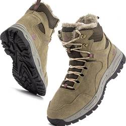 JACKSHIBO Winterschuhe Herren Winterstiefel damen mit Warm Gefüttert Wasserdicht Schneeschuhe Rutschfest Wanderschuhe Trekkingschuhe Winter Outdoor Schneestiefel Winterboot Khaki 36-EU von JACKSHIBO