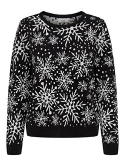 JDY Damen Weihnachts Strick-Pullover JDYMika 15238308 Black/White Snowflake XL von JACQUELINE de YONG