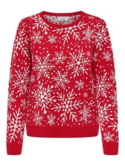 JDY Damen Weihnachts Strick-Pullover JDYMika 15238308 True Red/White Snowflake M von JACQUELINE de YONG