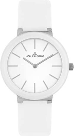 JACQUES LEMANS Damen-Uhren Analog Quarz One Size Weiß 32018726 von JACQUES LEMANS