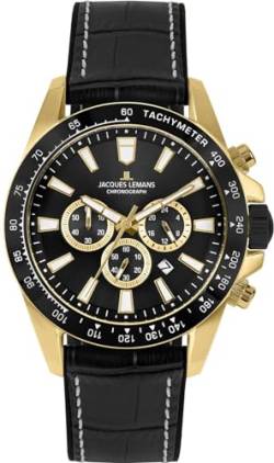 JACQUES LEMANS Herren Analog Quarz Uhr mit Edelstahl Armband mid-39622 von JACQUES LEMANS