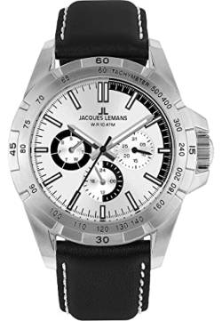 JACQUES LEMANS Herren-Uhren Analog Quarz One Size Silber 32023323 von JACQUES LEMANS