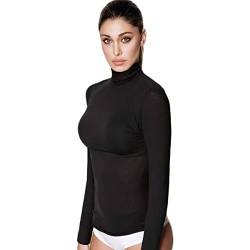 JADEA Damen-Rollkragenpullover, langärmelig, aus Modal und Kaschmir, Schwarz , Large von JADEA