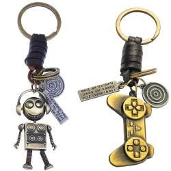 JAHEMU Schlüsselanhänger Roboter Schlüsselanhänger Personalisiert Kinder Anhänger Schlüsselanhänger Videospiel für Mädchen,Jungen,lustiges Geschenk,2 Stück von JAHEMU