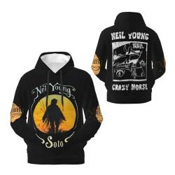 JALCH Neil Young Crazy Horse Logo Herren Fleece Hoodie Kapuze Kapuzenpullover Langarm Sweatshirt Kapuzenjacke für Männer Merch Tops von JALCH