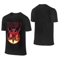 Tenacious D Logo Herren Baumwolle T-Shirt Basic Rundhals T Shirt Kurzarm Kleidung Tops Bluse Tee für Männer Kurzarmshirt Tshirt von JALCH