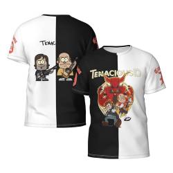 Tenacious D Logo Herren Schwarz T-Shirt Rundhals T Shirt Kurzarm Kleidung Tops Tee für Männer Kurzarmshirt Singer for Men von JALCH