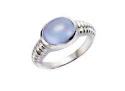 Fingerring JAMELLI "925 Silber rhodiniert Quarz blau (beh.)" Fingerringe Gr. 056 (17,8), Silber 925 (Sterlingsilber), weiß (weiß, hellblau) Damen Fingerringe von JAMELLI