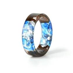 JAMNIK Holz-Harz-Ring, transparenter Epoxidharz-Ring, modischer handgefertigter getrockneter Blumen-Hochzeitsschmuck, Liebesring für Frauen von JAMNIK