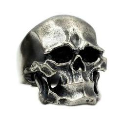 JAMNIK Vintage Zinklegierung Totenkopf Silberfarben Ring Herren Totenkopf Rock Roll Gothic Punk Schmuck Ring von JAMNIK