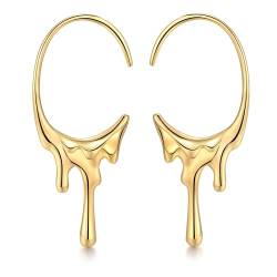 JANDY SHINE Wassertropfen Hängend Ohrring Gold Kreolen Creolen Ohrringe für Damen Hypoallergene Silber 925 18K Vergoldet von JANDY SHINE