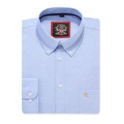 Oxford-Hemd mit Langen Ärmeln für Herren, Button-Down-Kragen und Tasche, Casual Office Work Weekender im englischen Stil. The English Oxford von Janeo British Apparel. (Plain Ocean Blue, MD) von JANEO BRITISH APPAREL Nos Tibi Serviat UK Co