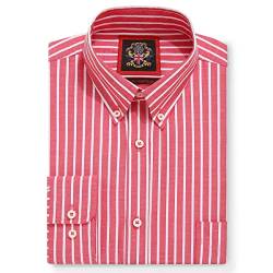 Oxford-Streifenhemd für Herren,Button-Down-Kragen,Arbeitsbüro oder Freizeithemden. Das gestreifte Elizabeth-Hemd Durch Janeo British Apparel. (Warming Red, Bold Stripe, 3XL) von JANEO BRITISH APPAREL Nos Tibi Serviat UK Co