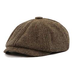 JAOAJ Herren Schiebermmütze Newsboy Baskenmütze,Herringbone Flatcap Mütze,Barett Cap Warme Herren Gatsby Kappen Bakerboy Schirmmütze von JAOAJ