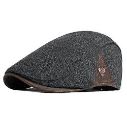 JAOAJ Schiebermütze Herren Barett Cap Herbst Winter,Schirmmützen Cabbie Hunter Hat,Baskenmützen Flat Cap Newsboy Mütze Driving Hüte von JAOAJ