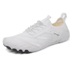 JAOOUU Barfußschuhe Herren Damen Badeschuhe Barfussschuhe Aquaschuhe Schwimmschuhe Sommer Wasserschuhe Strandschuhe Schnell Trocknende SchuheAtmungsaktiv Fitnessschuhe D028 Weiß41EU von JAOOUU