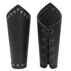 JAOYU Leder Armbänder Mittelalterliche Handschuhe Arm Guards Leder Arm Bracers Pu Leder Handgelenkschutz Leder Vambrace Braun Armbänder für Männer Frauen von JAOYU