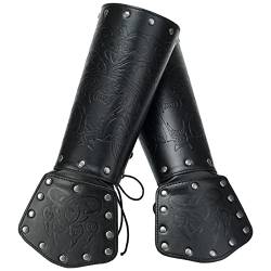 JAOYU Leder Handschuh Armband Kunstleder Bracers Mittelalterliche Vambrace Bogenschießen Bracers Viking Handgelenkschutz für Männer LARP Kostüm von JAOYU