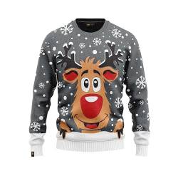 JAP Rudolf das Rentier Grau - Lustiger Hässlicher Weihnachtspullover Für Damen und Herren Ugly Christmas Sweater - 3-4Y von JAP Christmas