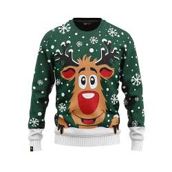 JAP Rudolf das Rentier Grün - Lustiger Hässlicher Weihnachtspullover Für Damen und Herren Ugly Christmas Sweater - 7-8Y von JAP Christmas