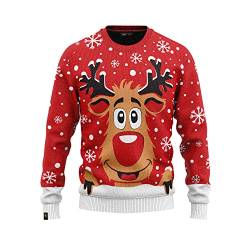JAP Rudolf das Rentier Rot - Lustiger Hässlicher Weihnachtspullover Für Damen und Herren Ugly Christmas Sweater - 2XL von JAP Christmas