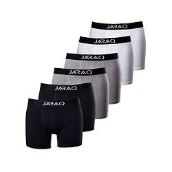 JARAQ Boxershorts Baumwolle Herren 6 er Unterhosen Männer (L, Schwarz/Grau/Weiß) von JARAQ