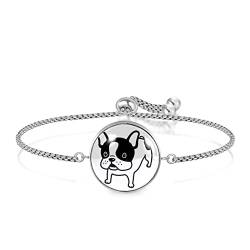 Personalisiertes Armband für Hunde, Französische Bulldogge, Welpe, Einstellbar, Edelstahl Glas, Künstlicher Quarz. von JARARINGO
