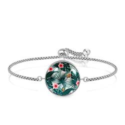 Personalisiertes Armband mit Blütenblättern, Einstellbar, Edelstahl Glas, Künstlicher Quarz. von JARARINGO